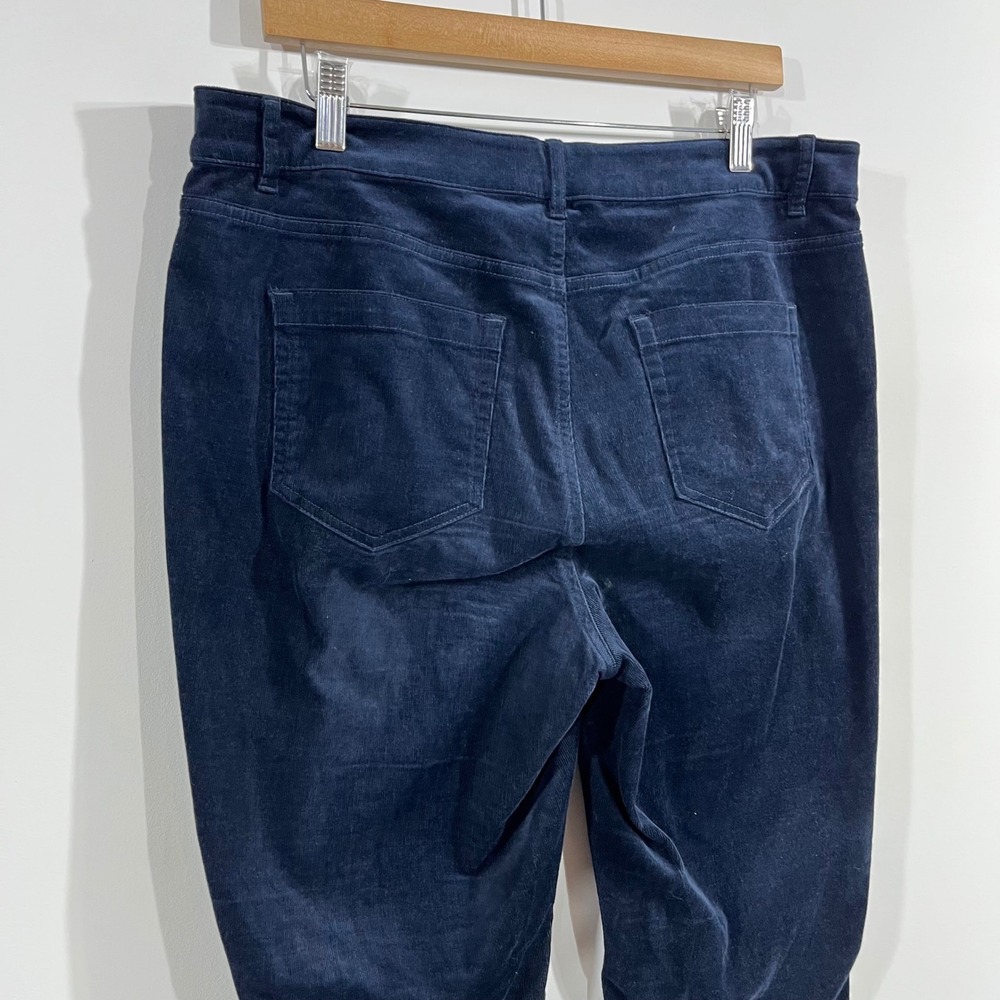 J. Jill Preppy Boho Navy Mature Corduroy Pants Womens 12 Stretch Straight Leg - Picture 3 of 10